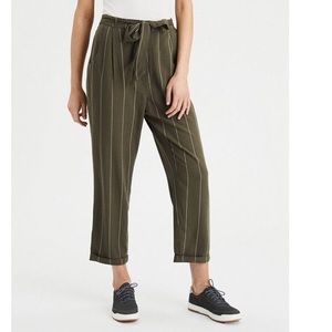 AE slim pleated striped tapered pants